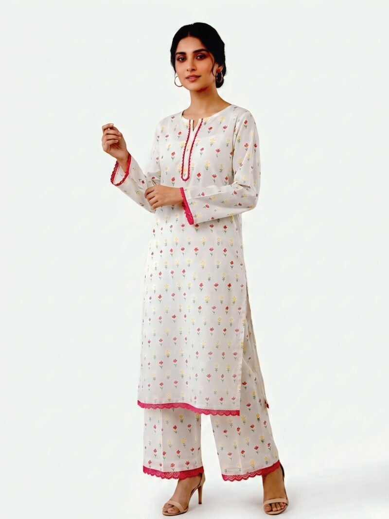 Best 2PC Lawn Stitched-Ivory Blossom | AR PEHNAWA