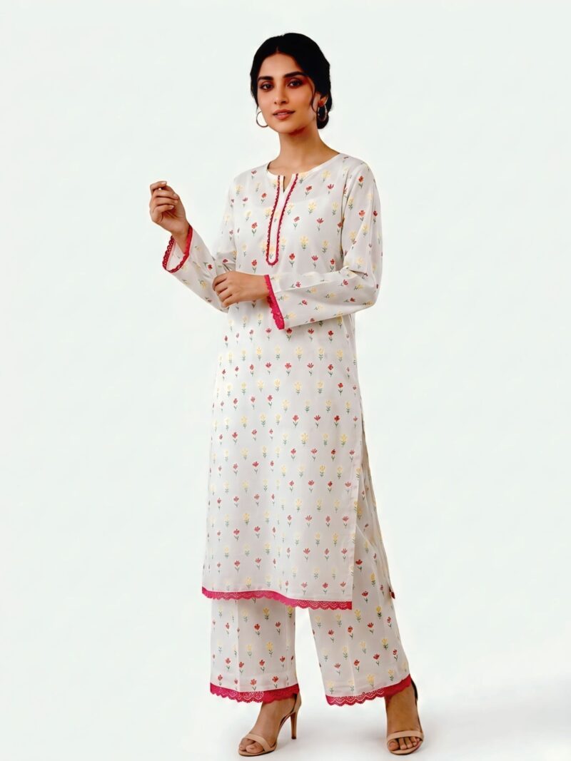 Best 2PC Lawn Stitched-Ivory Blossom | AR PEHNAWA