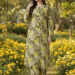2 Piece Stitched Lawn Suit - Yellow Floral Print