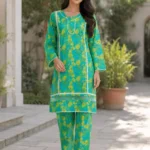 2 Piece Stitched Lawn Suit - Green Floral Palazzo