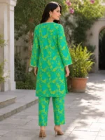 2 Piece Stitched Lawn Suit - Green Floral Palazzo