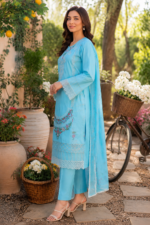 3-piece cotton embroidered suit