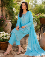 3-piece cotton embroidered suit