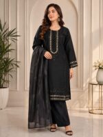 Black 3 Piece Embroidered Suit