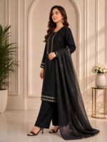 Black 3 Piece Embroidered Suit