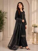 Black 3 Piece Embroidered Suit