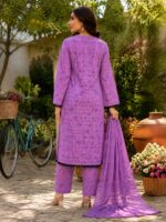 3 piece purple printed lawn suit for women ready to wear