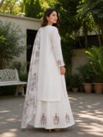 Ready to wear white 3 piece stitched cotton suit for women