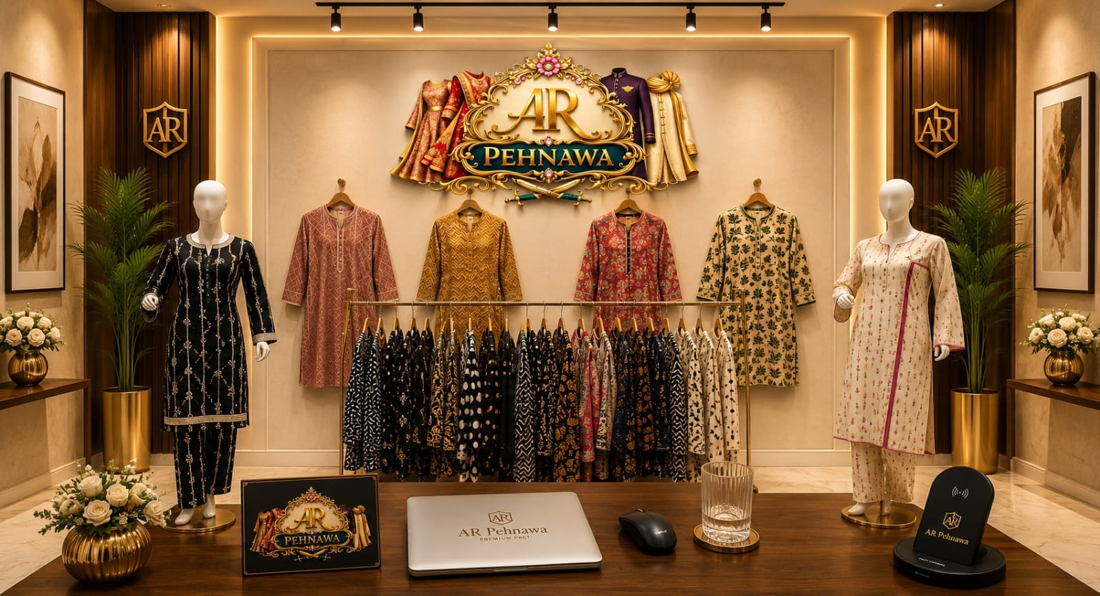 2 piece stitched lawn suits in Pakistan by AR Pehnawa
