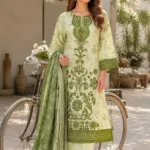 Light Green Embroidered 3 Piece Stitched Suit