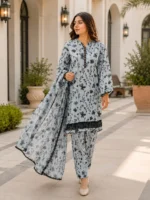 3 Piece Stitched Lawn Suit