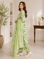 Lime green lawn suit with dupatta for women