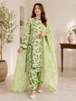 Lime green lawn suit with dupatta for women
