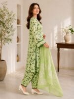 Lime green lawn suit with dupatta for women