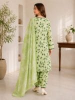 Lime green lawn suit with dupatta for women