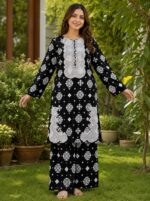 Black 2 piece lawn suit with patches for women by AR Pehnawa