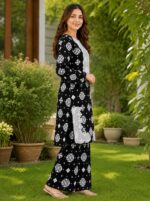 Black 2 piece lawn suit with patches for women by AR Pehnawa