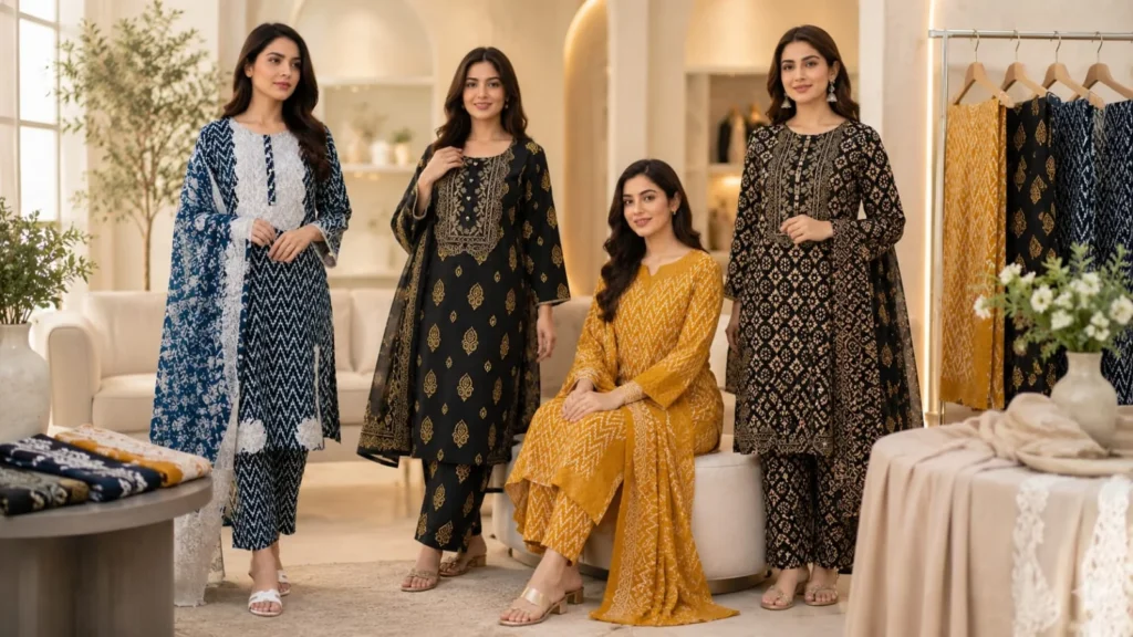 Ready to wear ladies suits in Pakistan with lawn and cotton designs