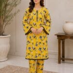 Yellow Printed 2 Piece Stitched Lawn Suit