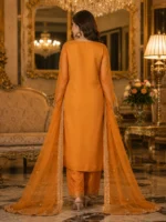 mustard 3 piece organza suit