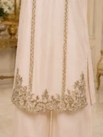Ivory Cotton Embroidered 2 Piece Suit with wide-leg palazzo