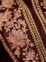 maroon 3 piece organza suit