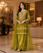 mehndi Green 3 piece organza suit