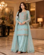 Ice Blue 3 piece organza suit