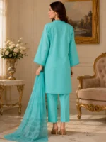 3 piece cotton embroidered suit with dupatta for ladies