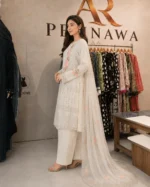 embroidered cotton 3 piece stitched suit for women
