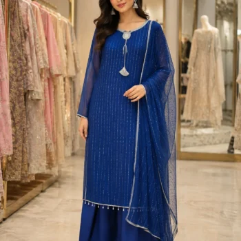 Sheesha Silk 3 Piece Suit Stone Work Ready to Wear Ladies Suit