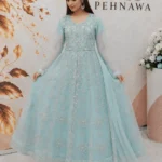 Embroidered maxi gown dress for women - Pakistani party wear maxi design