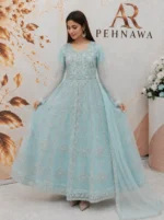 Embroidered maxi gown dress for women - Pakistani party wear maxi design