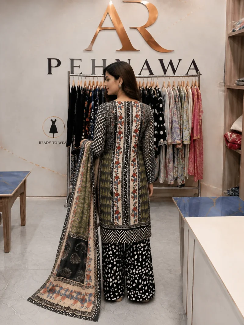 printed 3 piece stitched suit for women ready to wear Pakistani dress