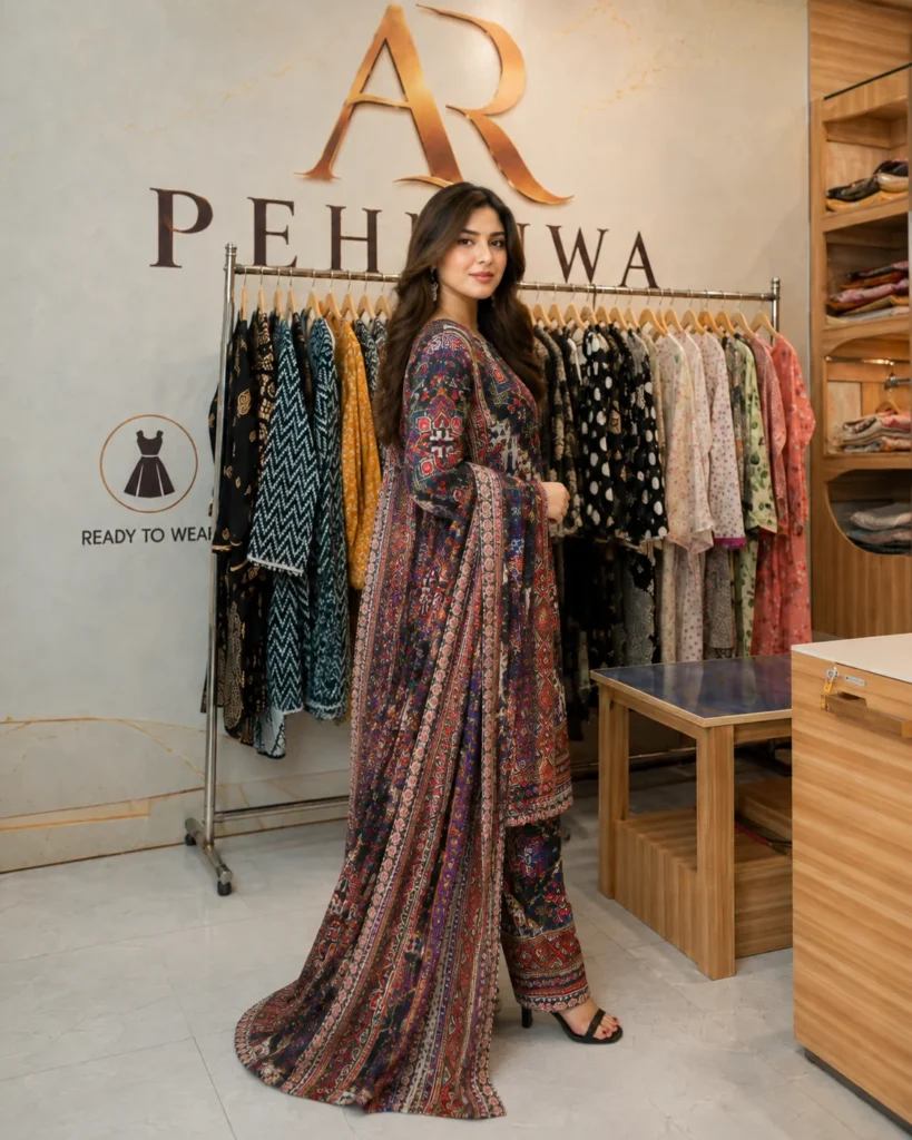 printed cotton 3 piece stitched suit for women ready to wear Pakistani dress